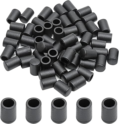 60 tapas de plástico negro, de 14 de pulgada (0.236 in) de diámetro, tapas redondas de plástico para patas de silla, puntas de plástico, protectores