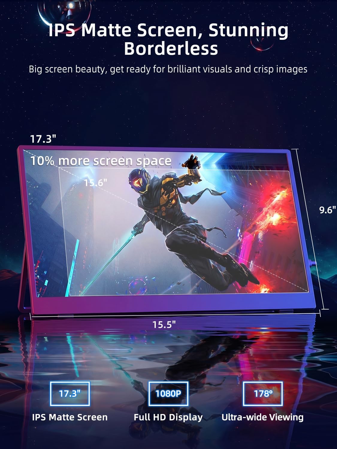 Monitor Portatile 17,3 Pollici 144Hz con Schermo IPS Full HD 1920 * 1080 Mini HDMI 2 USB C per PC Laptop Telefono Cellulare PS4/5 Switch Xbo - Monitor - Immagine 1