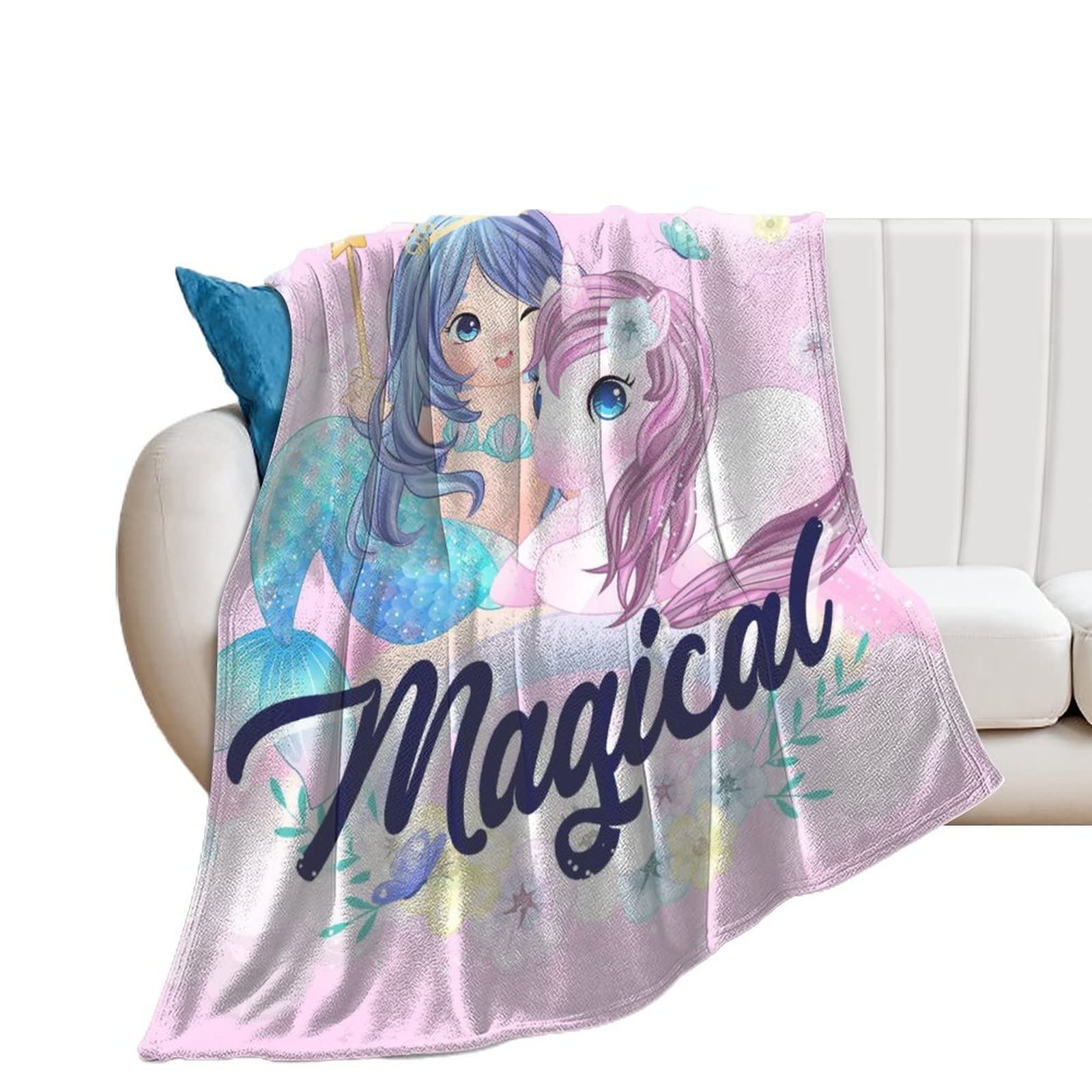 Couverture licorne sirène en flanelle pour des soirées cocooning sur le canapé