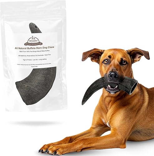 Miniatura 9 de WhiteTail Naturals - Cuernos de búfalo de agua para perros (paquete de 2 grandes) Hueso de perro de cuerno de búfalo totalmente natural - Juguete