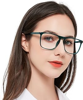 MARE AZZURO Oversized Reading Glasses 2.0 Women Lightweight Large Square Readers 100 125 150 175 200 225 250 275 300 350 400 500 600 (Green, 2.00)