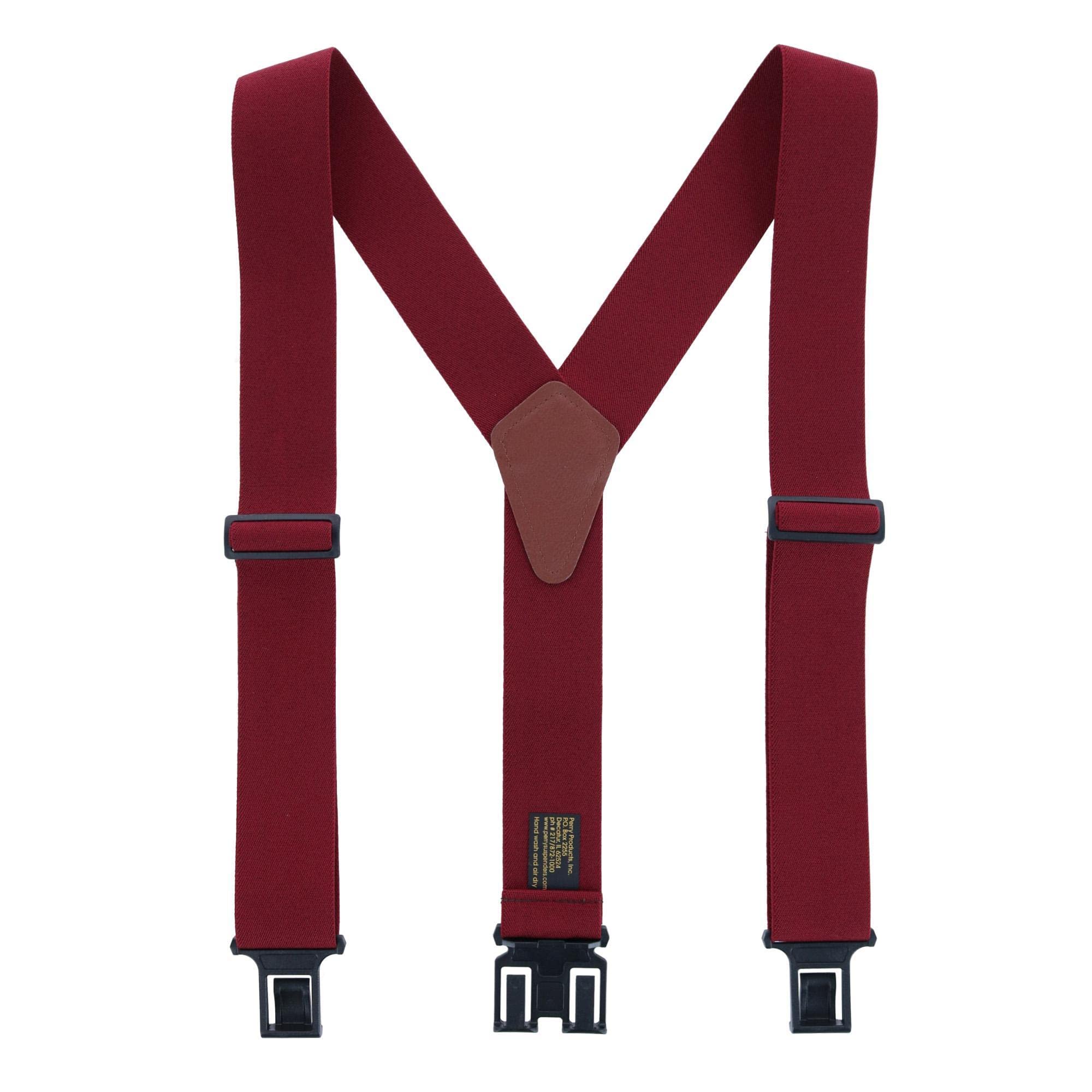 Perry Braces Men's Elastic 2 Inch Wide Hook End Braces (Tall Available), Tall, Burgundy