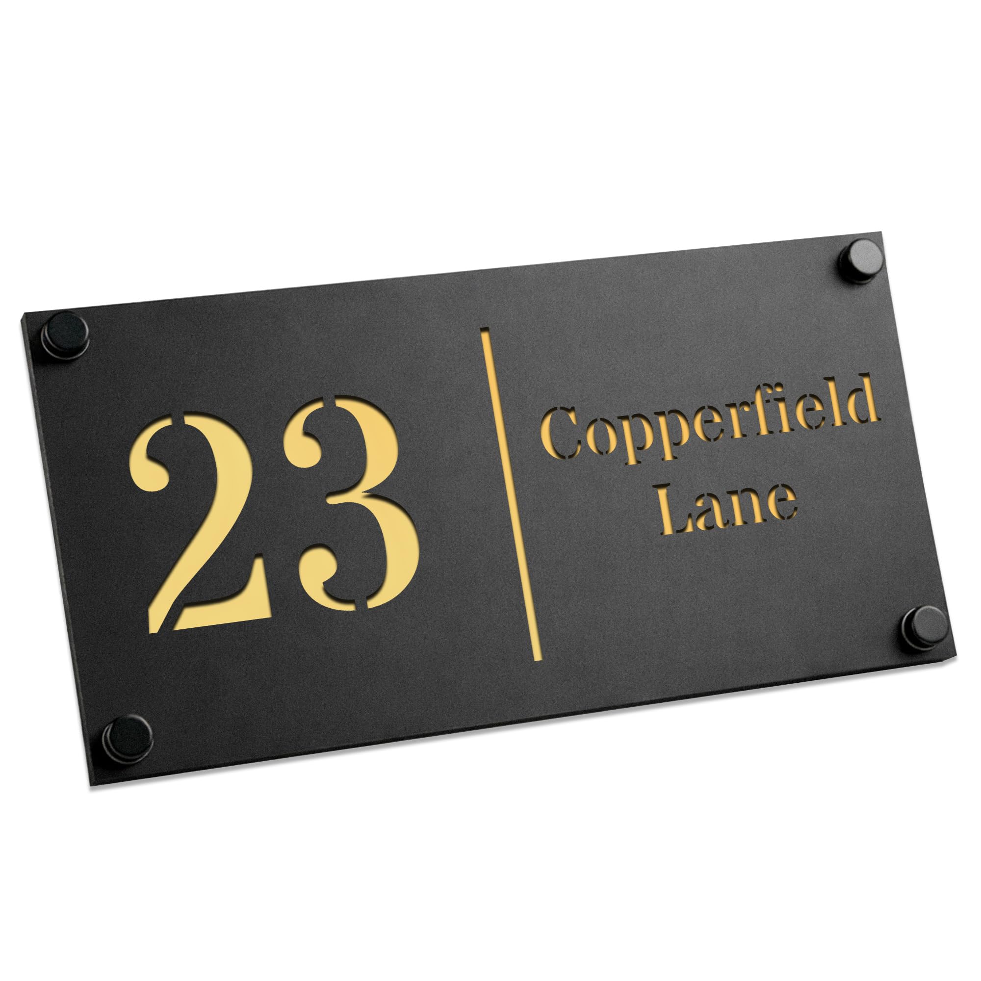 Number Signs Personalised House Plaque Street Address Door Sign House Sign Laser Cut 3d Plaques 280x140mm (Matte Black & Gold)