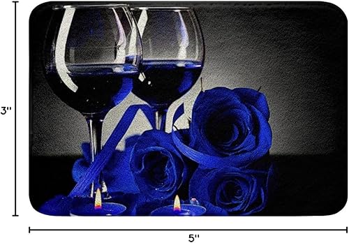 Miniatura 3 de Tapetes de baño de copa de vino rosa, tapetes de baño rosa azul rey, alfombra de entrada floral botánica, alfombra de entrada floral 3D, tapetes