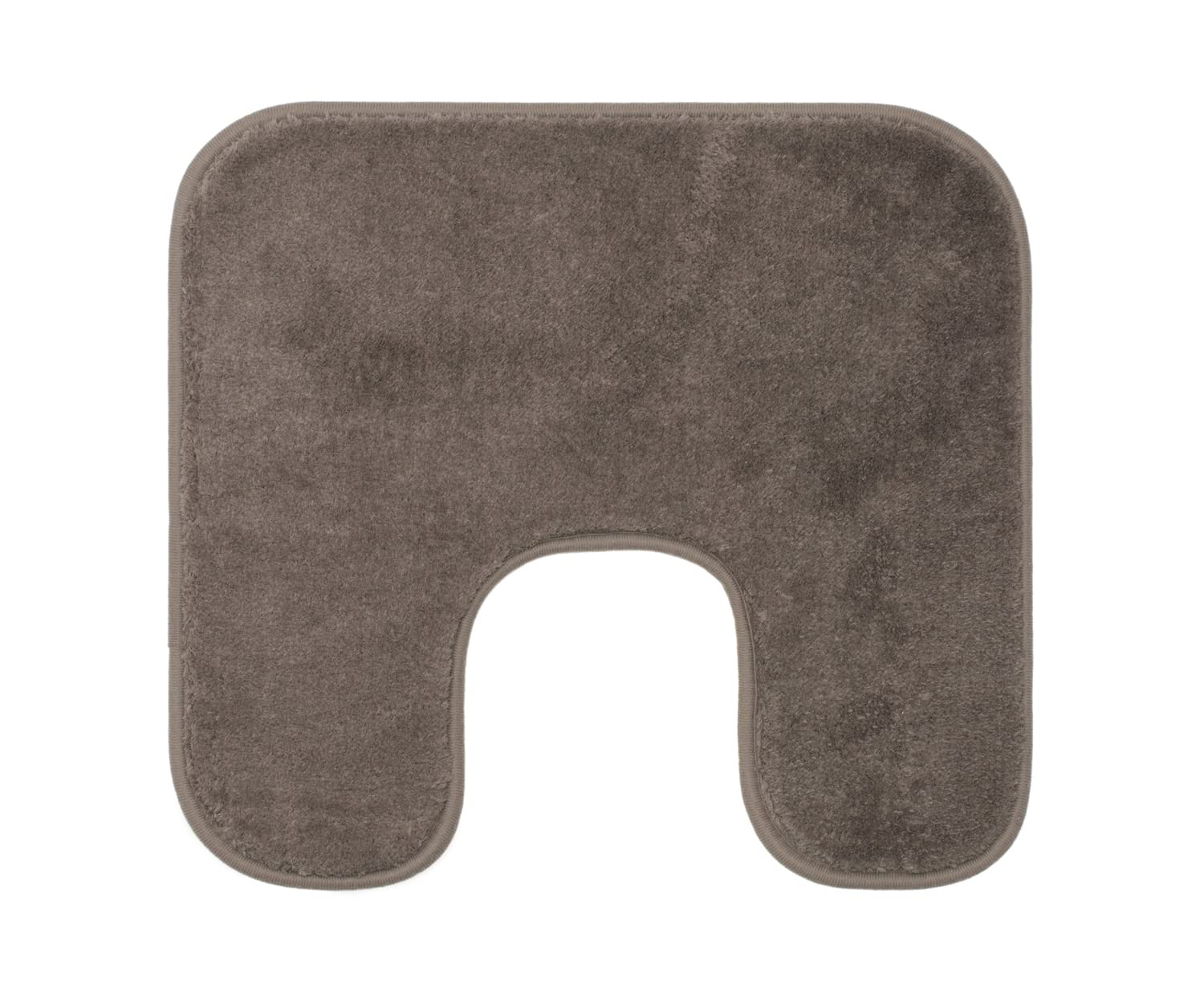 Gözze - Premium Rutschfester Badteppich mit Ausschnitt, RIO, 100% Microfaser, Ideal als WC-Vorlage für Standtoilette, 50 x 45 cm - Taupe