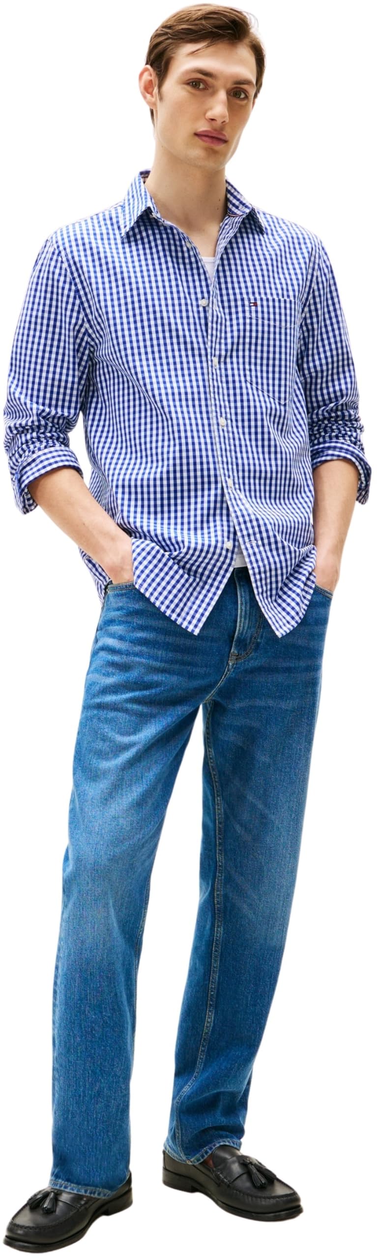 Tommy Hilfiger Herren Hemd Poplin Gingham aus Baumwolle