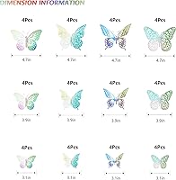 Vista 6 de SAOROPEB Decoración de pared de mariposa 3D, 48 piezas, 4 estilos, 3 tamaños, decoraciones de cumpleaños de mariposa, decoraciones de fiesta