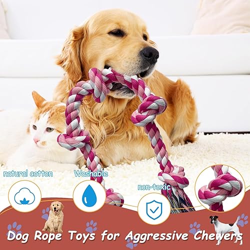 Miniatura 3 de Lmlpt Juguete de cuerda para perros para masticadores grandes y agresivos, cuerda resistente, juguete para masticar, indestructible, resistente,