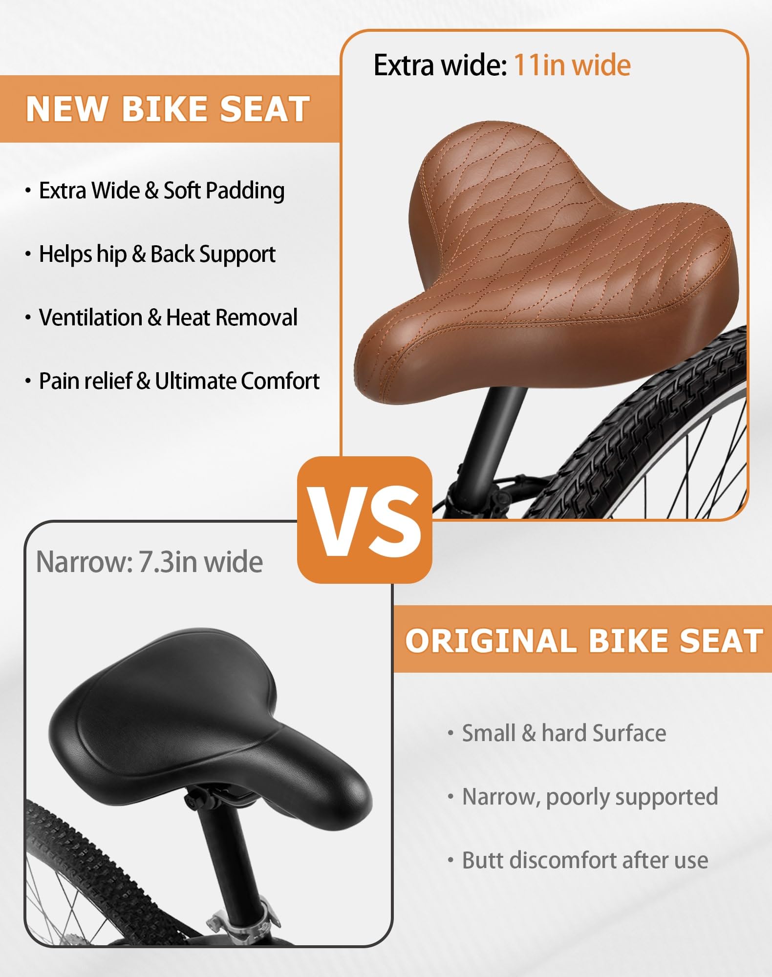 CDYWD Extra Large Sella Bici Comoda per Uomini & Donne, Memory Foam Confortevole Morbido, Ergonomico Ultrawide Sella Bici, Sostituzione Universale Sellino Bici per MTB, City Bike, Ebike, Cyclette