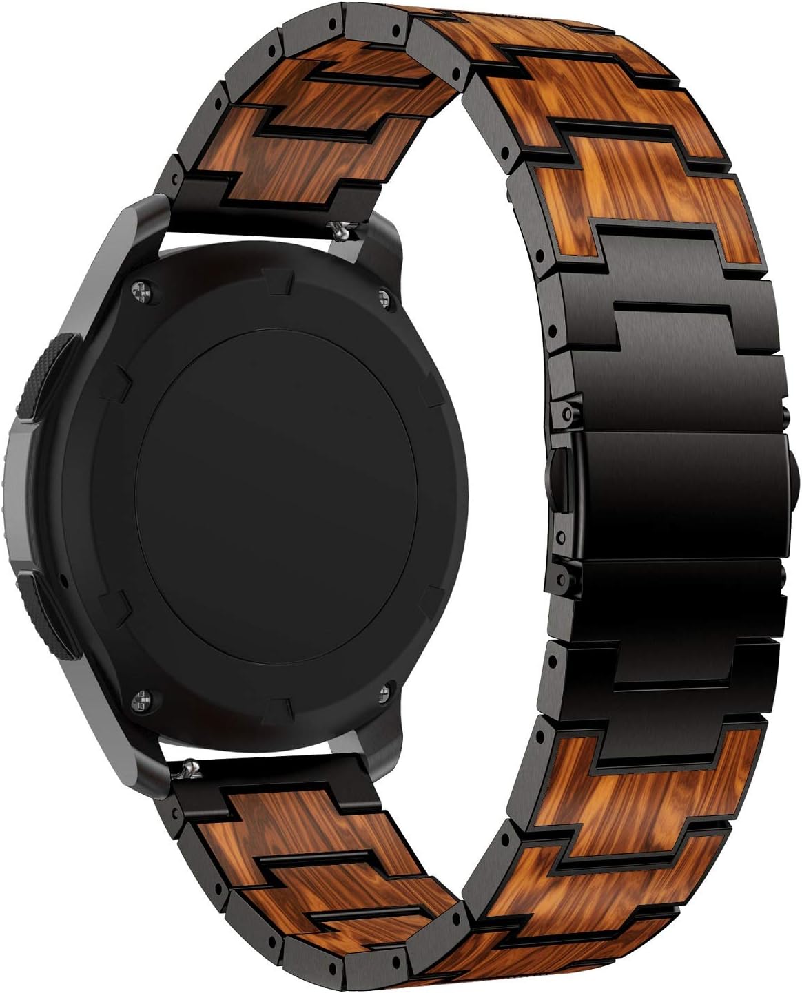 Crazy Clearance AWMES Compatible with Samsung Galaxy Watch 3 45mm Band,22mm Natural Wooden Red Sandalwood Stainless Steel Metal Link Bracelet Band for Samsung Watch 3 45mm/46mm,Gear S3 Classic/Frontier