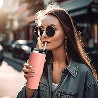 Vista 5 de ALINK Paquete de 12 popotes transparentes reutilizables de plástico duro, popotes de 10.5 pulgadas de largo para vasos Stanley, YETI, Starbucks