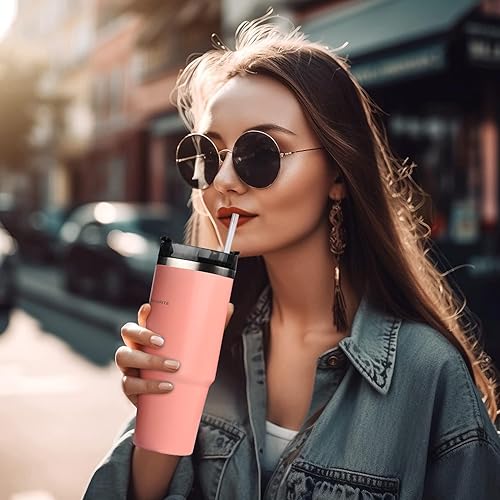 Miniatura 5 de ALINK 12-Pack Reusable Hard Plastic Clear Straws, 10.5 inch Long Tumbler Straws for 16 OZ 20 OZ 30 OZ Stanley, YETI, Starbucks Tumblers with