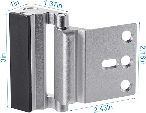 Miniatura 6 de Paquete de 3 cerraduras de refuerzo de puerta de seguridad para el hogar, defensor de cerradura de puerta a prueba de niños, alta seguridad para