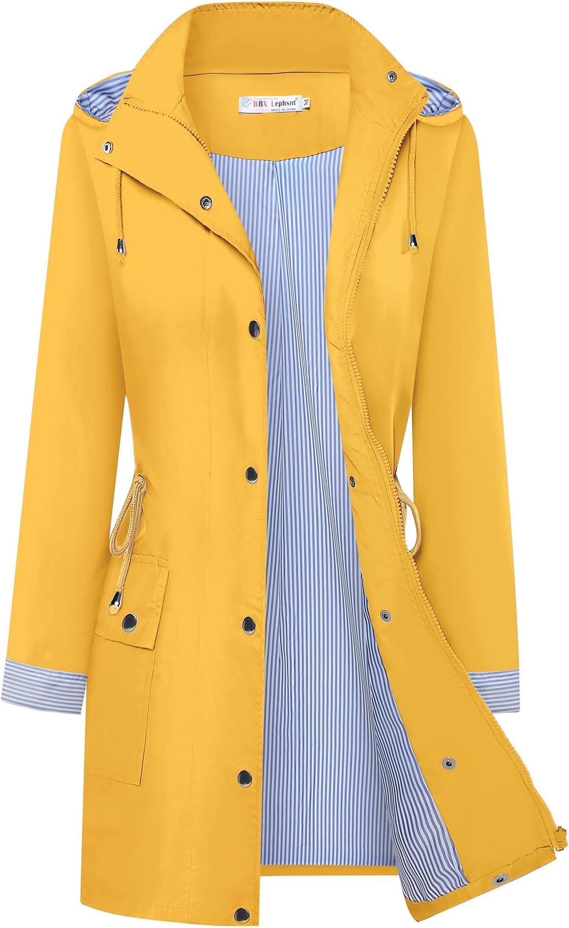 BBX Lephsnt Rain Coats for Women Waterproof Rain Jacket Lightweight Windbreaker Outdoor Hooded Trench Coat