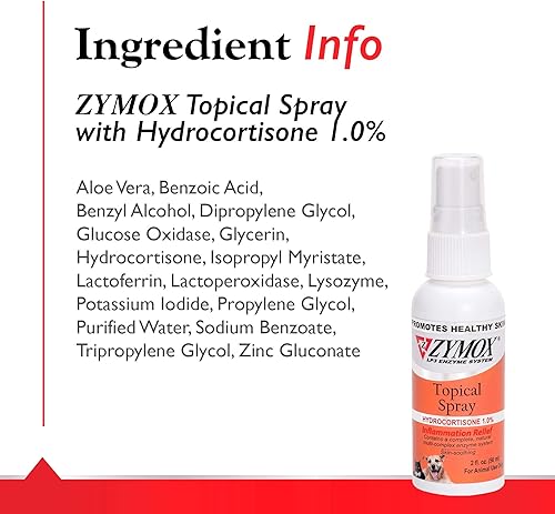 Miniatura 6 de Zymox Spray tópico para puntos calientes para perros y gatos con 1% de hidrocortisona, 2 onzas