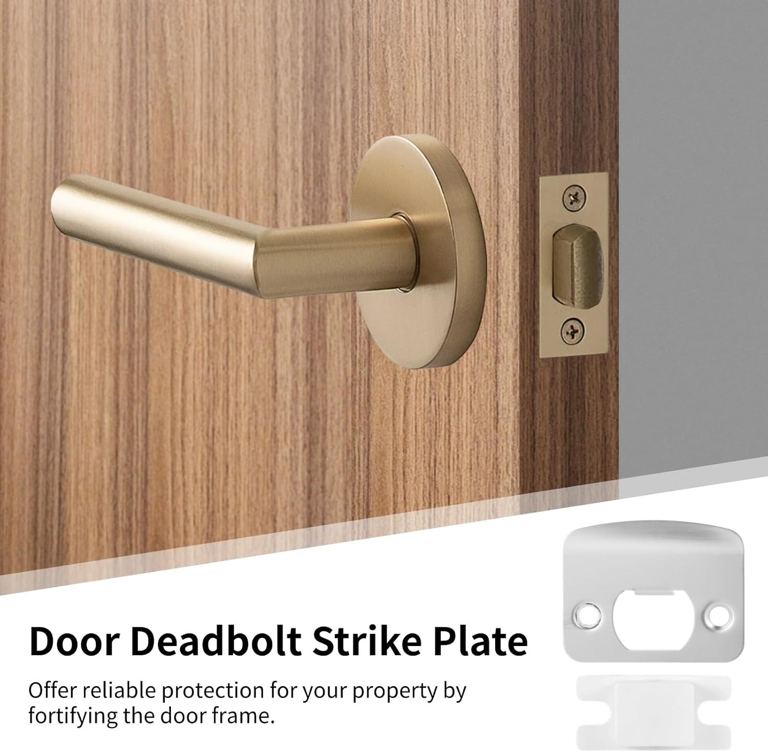 Stainless Steel Deadbolt Strike Plates, Door Strike Plates, Door Reinforcement Kit, 12 Pcs, Silver, Round Corner, Full Lip, Fit Standard Wooden Doors and Most Locks