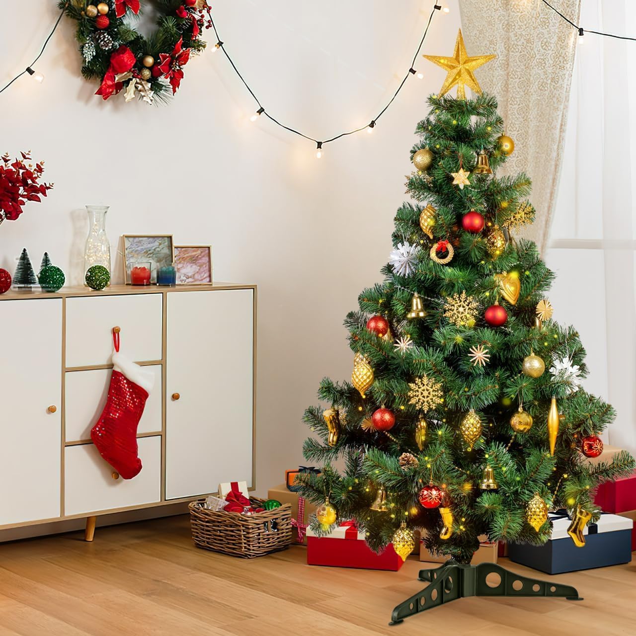 Ciieeo 4pcs Christmas Tree Stand Stable Bracket for Artificial Trees Base with Center Xmas Tree Support for Home Decorations
