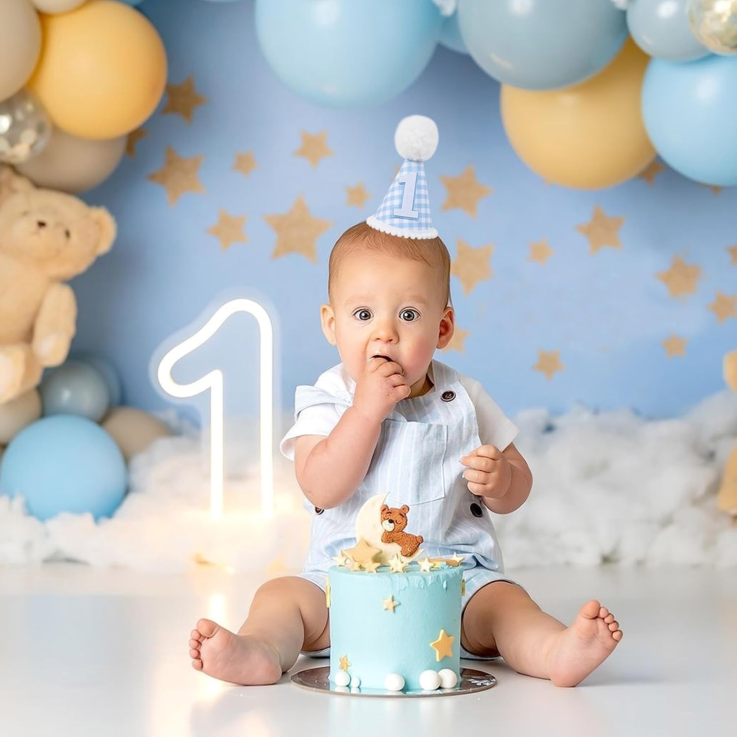 MAMUXI Gingham Party Hat for 1st Birthday Parties - Costume Headwear, Gingham Dog Birthday Hat - Image 3