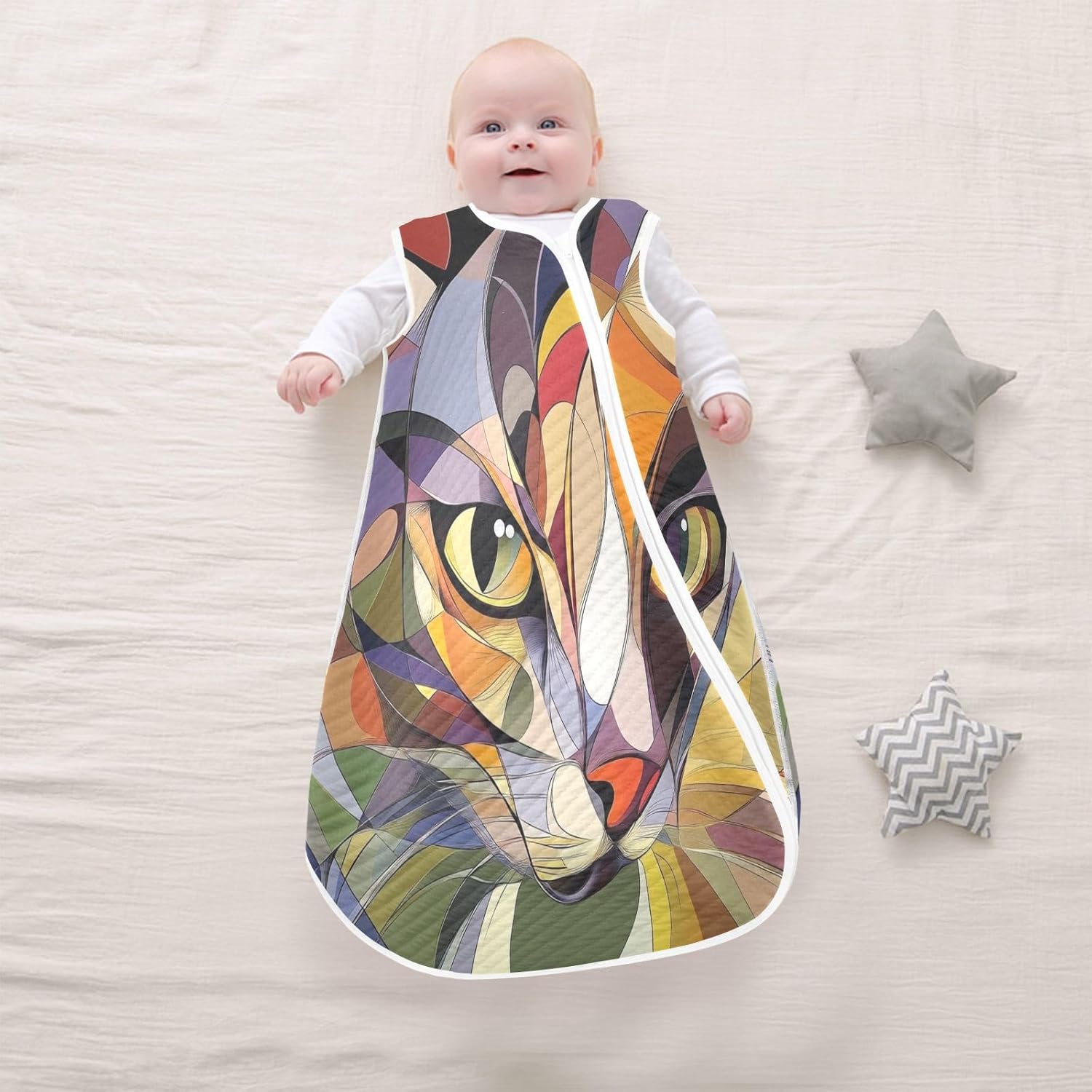 Kigai Cat Portrait Baby Sleep Sack Wearable Blanket Sleeping Bag 2-Way Zipper Soft Swaddle Transition Sack