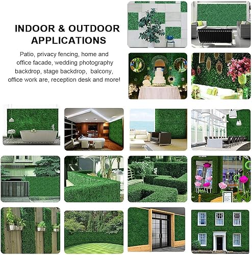 Miniatura 7 de 24 paneles de boj  Planta de seto sintético artificial de 24 x 16 pulgadas para 62 pies cuadrados por juego de setos de boj  Uso para protección UV