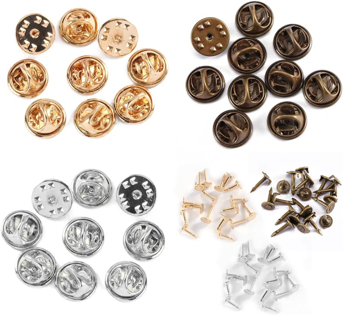 Lurrose 150 Set Copper Pin Backs and Brooch Accessories for Jewelry Making Comfort Fit and Not Easy to Deform Design, for DIY Craft Projects and Hat Brooch Accessories Random Color
