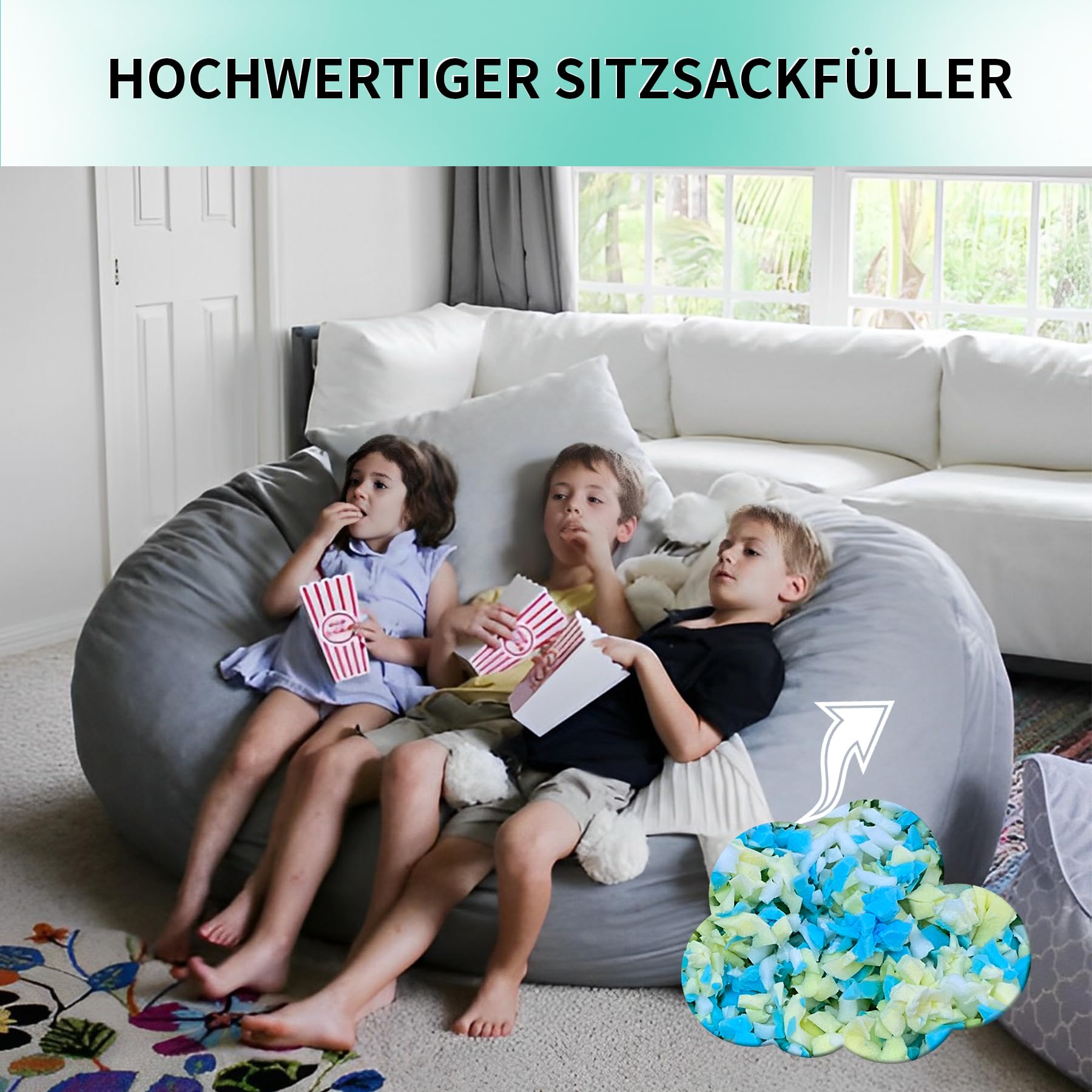 6.6kg Memory Foam-Füllung für Sitzsäcke, Hinzufügen von Gelpartikeln, gemütlich und weich, ideal zum Füllen von Sitzsäcken für Kinder, Kissen, Hundebetten, Sofakissen