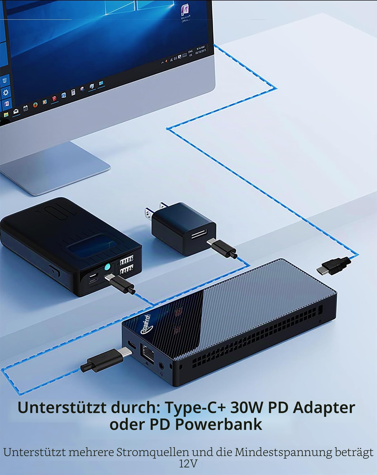 WayPonDEV BY52 In-tel Alder-N Lake N100 Mini-Computer, Windows 11 Pro Mini-PC, LPDDR5 RAM, M.2 2280 NVME SSD, unterstützt Dual 4K Display, WiFi6/BT5.2, Mikro-PC für Büro-Heimkino (BY52 H2 （16+512GB）)