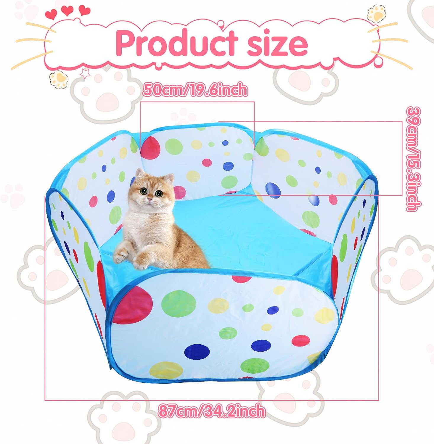 Cat Ball Pit,Pop Up Ball Pits Tent，Cat Enrichment Toys，Suitable for Indoor and Outdoor Activities (39.37inches in Diameter,No Ball Included) (Blue)
