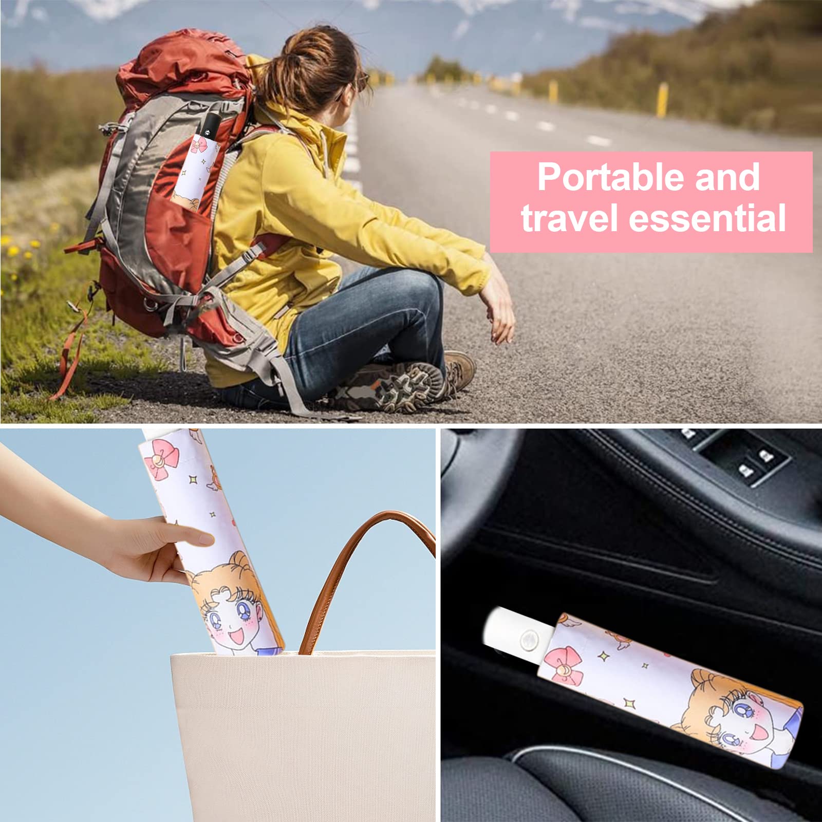 Ombrello compatto pieghevole resistente alle tempeste, ombrello da viaggio, mini tascabile, 3 costole, ombrello pieghevole, arcobaleno, resistente alle tempeste per uomo e donna (campo di grano