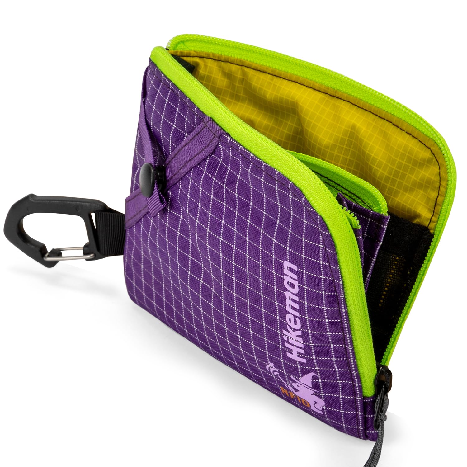 HIKEMAN Coin Purse RFID Card Wallet - Mini Coin Pouch,Nylon Travel Wallet with Carabiner,Portable Change Pocket for Men & Women,Molle Change Purse for Cards,Cash,Key,Coin(Purple)