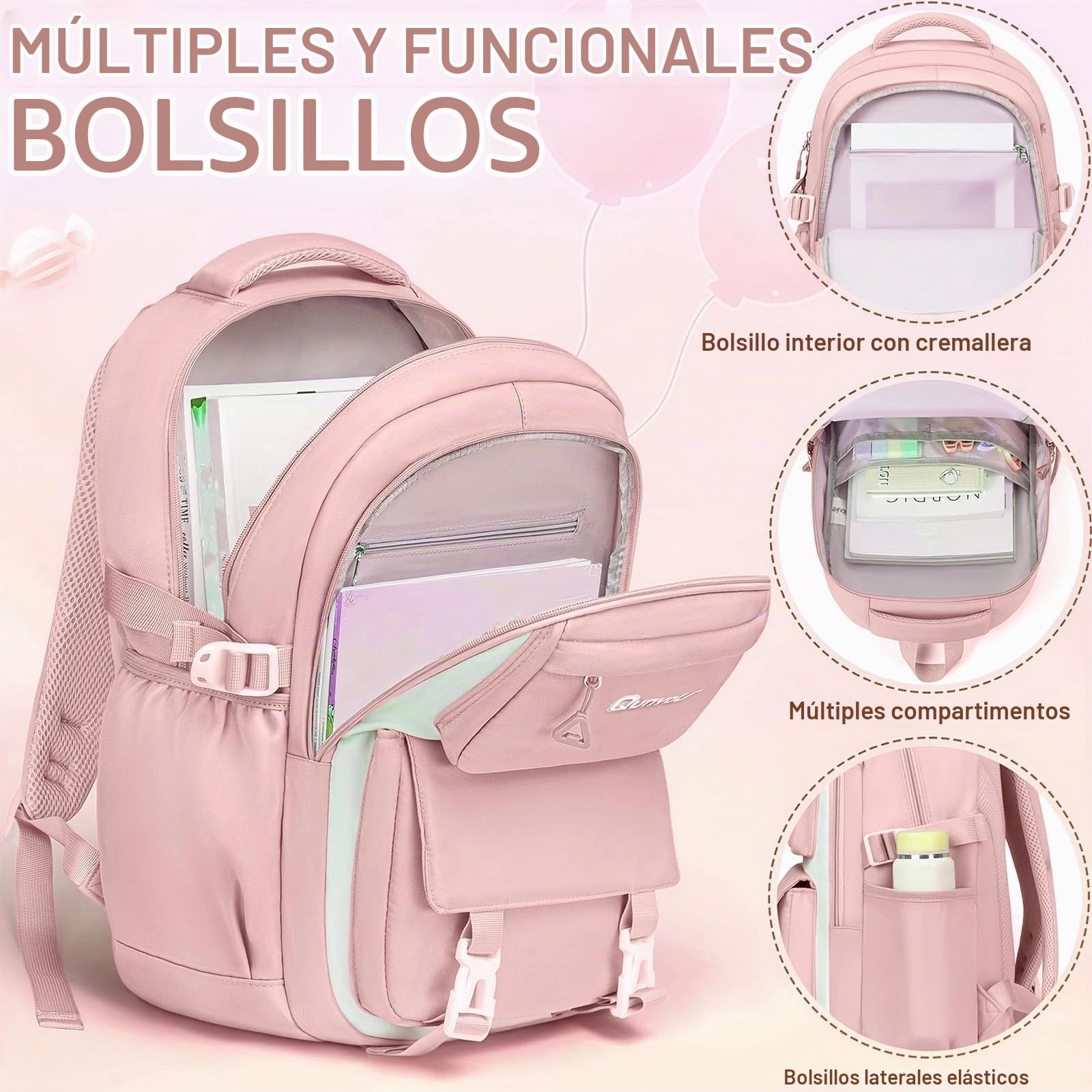 Amythe Set Mochila Niña 3°-7° para Escuela
