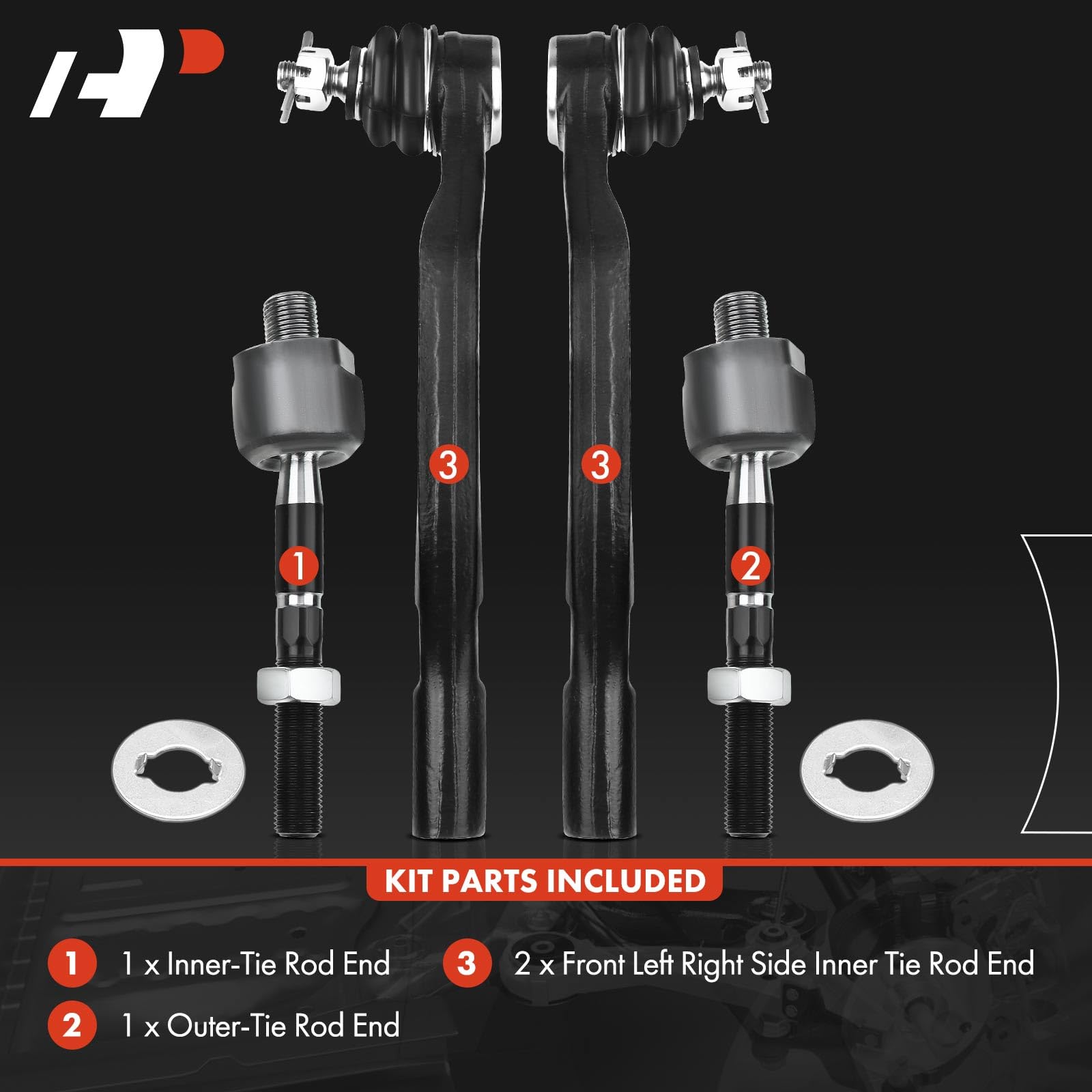 Amazon.com: A-Premium Set of 4, Front Inner & Outer Tie Rod End