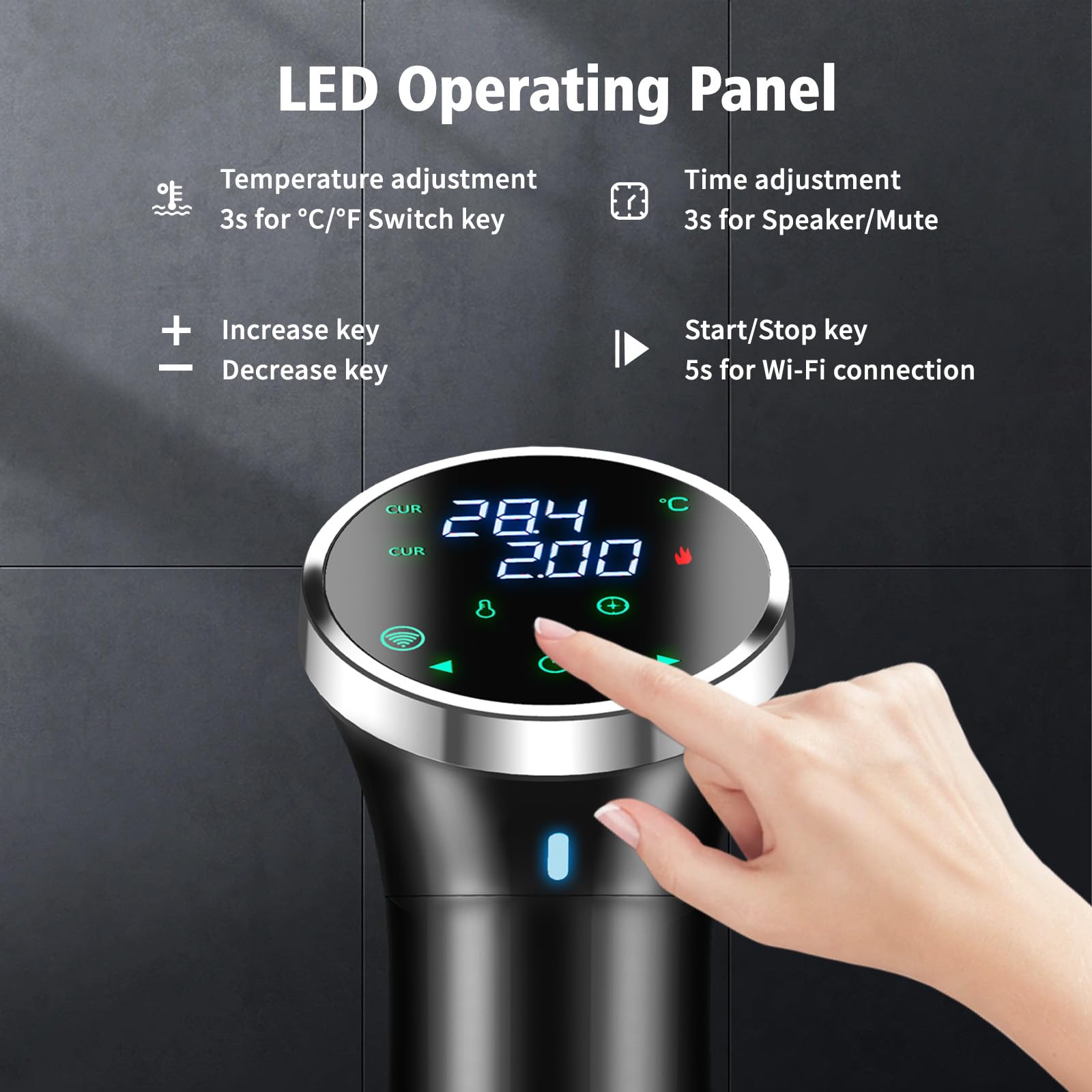 WiFi Sous Vide Cooker with APP Control,1100W Sous Vide Immersion, 3D Heating& LED Display for Fathers Day Kitchen Gifts for Men,Temperature Range 77-203℉ Ultra-Quiet Slow Cooking Sous-vide APP Control