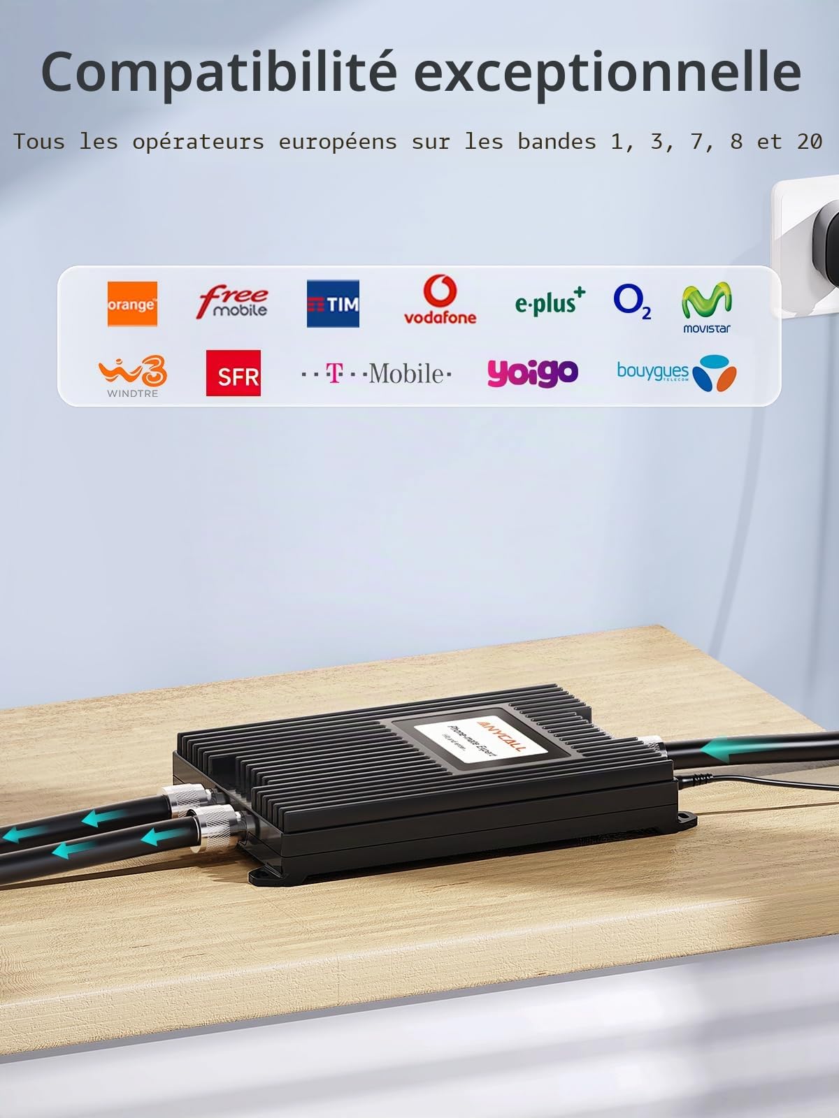 Professionnel Amplificateur 5G 4G LTE GSM pour Bande 1,3,7,8,20, Charges élevées pour Maison, Bureau et Les Grandes Surfaces, Amplificateur Reseau Mobile pour Orange SFR Bouygues Telecom Free