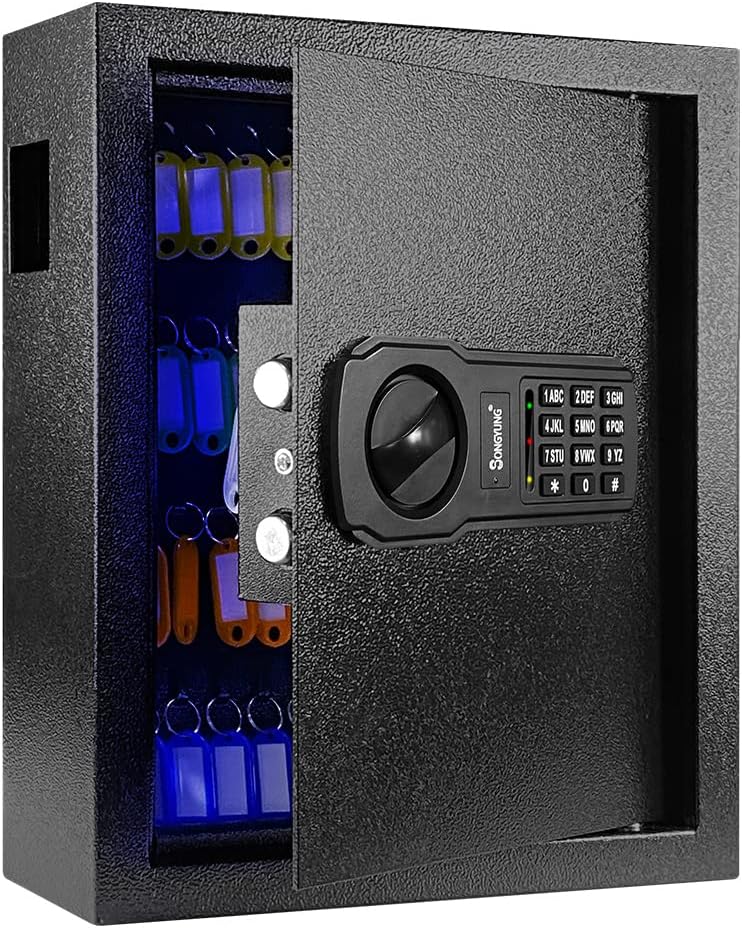83 Keys Cabinet Wall Safe with Sensor Light and Emergency External Power Supply, Electronic Key Safe,Secure Wall Mount Safe with 83 Key Tags for Hotels,Office,Companies,Car Dealerships