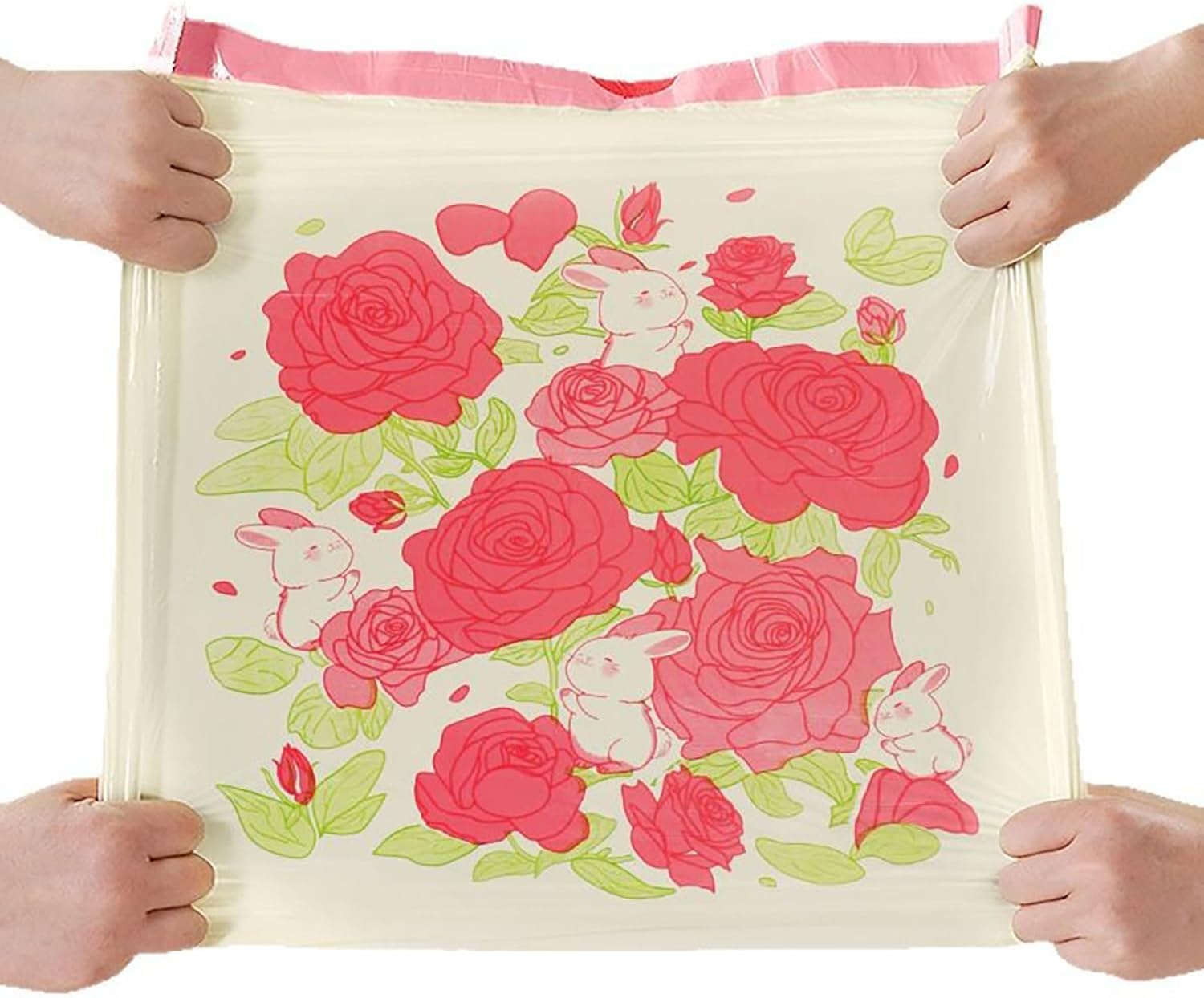 240pcs 4 Gallon Trash Bags Drawstring Tear-Free Separated for Bathroom Office Home Bedroom Trash Can with Red Rose Printed Garbage Basket Bags (Rose Printed, 240 Counts)