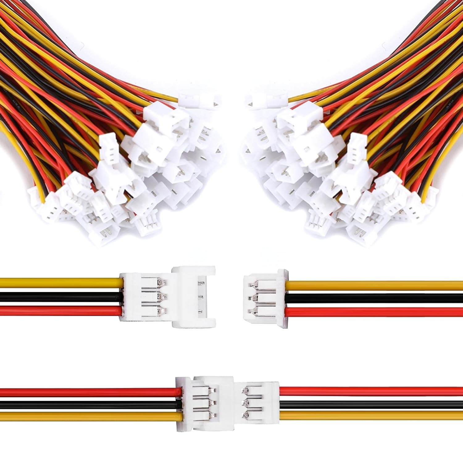 DeWin 20 Paires Connecteur JST 1.25mm 3 Broches Avec Fils - Micro JST Pour Circuits Imprimés