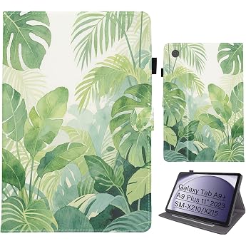 Case for Samsung Galaxy Tab A9 Plus Case 11 Inch 2023 with Vivid Colours & Patterns Protective Case for SM-X210/X215 Auto Wake/Sleep Function Monstera