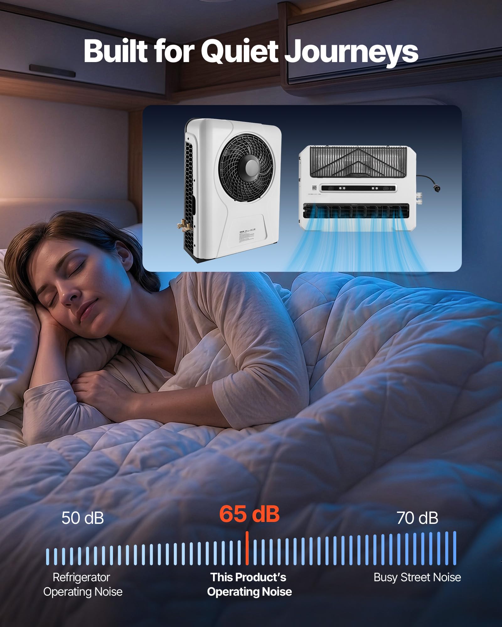 VEVOR Climatiseur Split pour Camping-car, Climatiseur de Stationnement, 12 V 10000 BTU, Débit d'Air de 400 m³/h, Système de Climatisation pour Camion, Semi-remorque, Caravane, Fonction Refroidissement