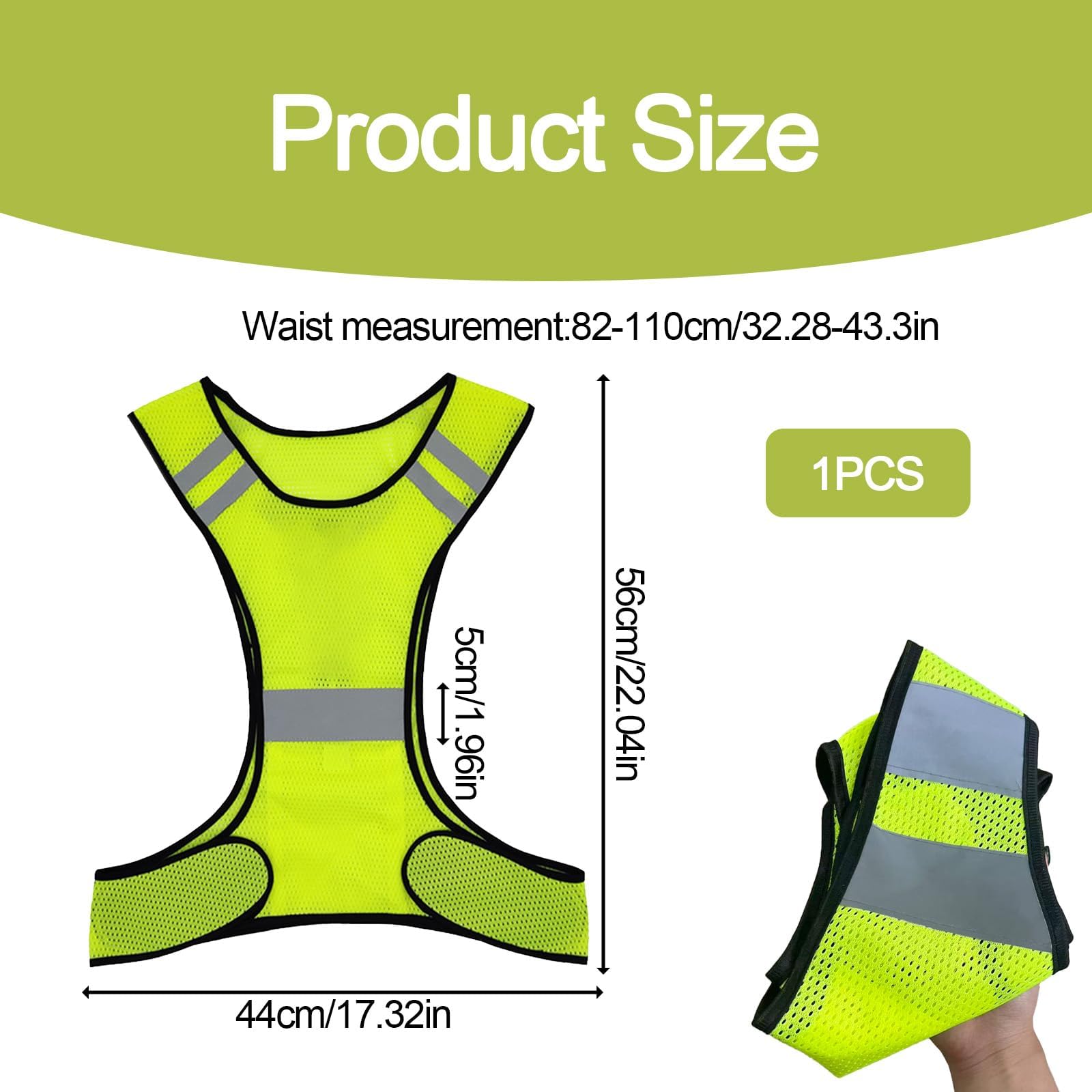 Chaleco Reflectante de Alta Visibilidad para Seguridad Nocturna - para Running, Ciclismo y Equitación - Transpirable, Ligero y Ajustable - Apto para Hombres y Mujeres
