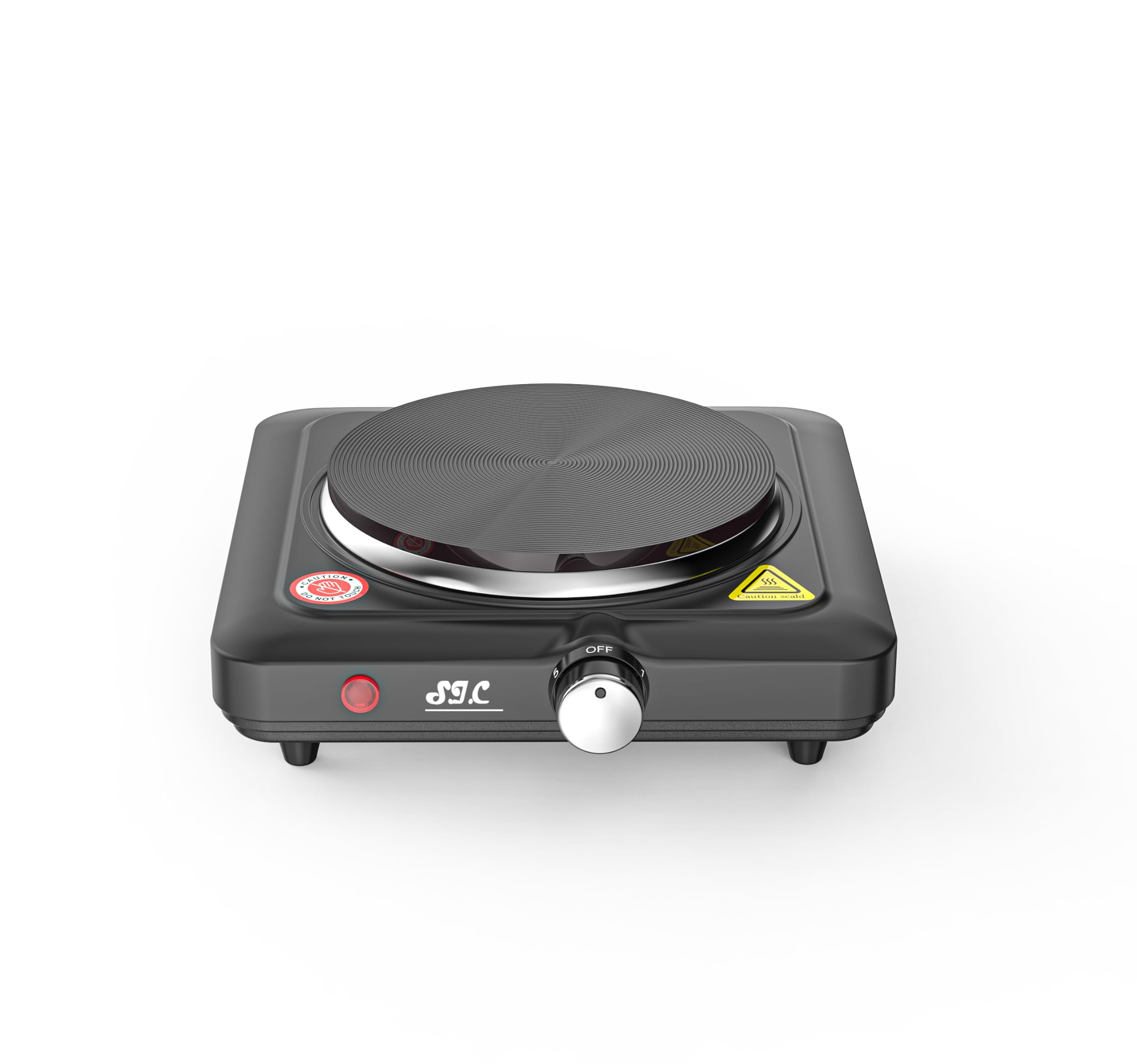 SIC Fornello elettrico portatile a una piastra, piano cottura portatile, in ghisa, temperatura regolabile. Per campeggio,viaggio, cucina all'aperto (Nero, 1000W) 1000W Nero