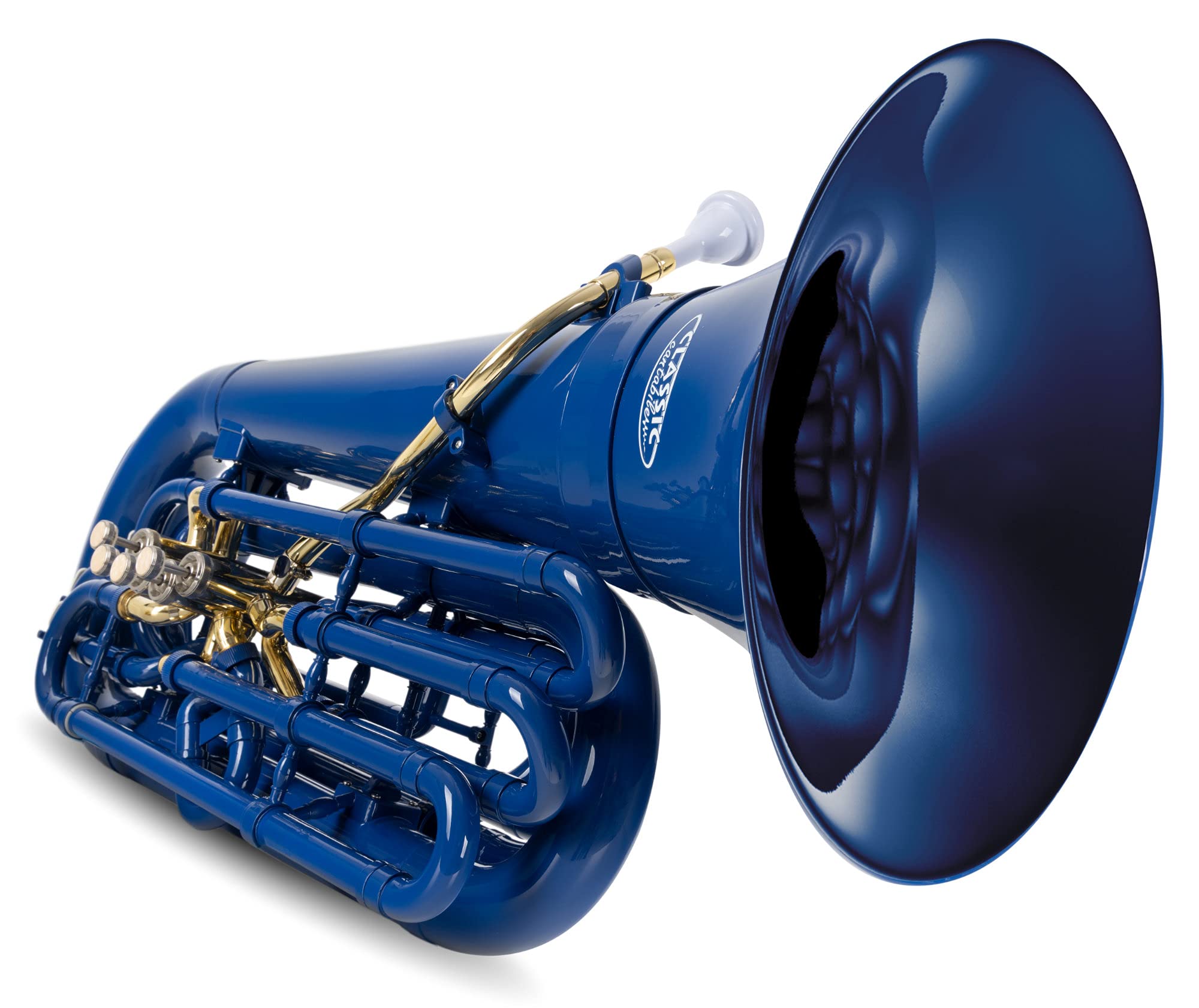 Classic Cantabile MardiBrass Tuba Bb en plastique - Extrêmement légère et très stable - Corps en ABS - Sourdine et mécanisme en laiton - avec housse de transport & embouchure - Couleur : Bleu