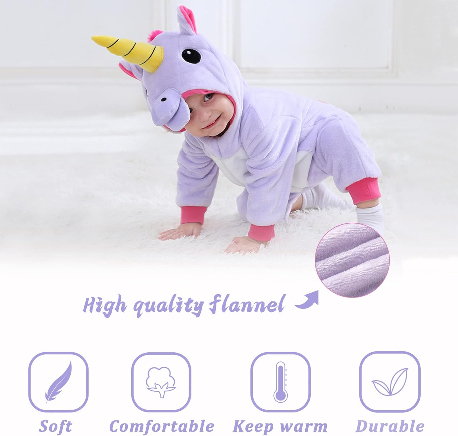 TONWHAR Kids' And Toddlers' Infant Tiger Dinosaur Animal Fancy Dress Costume Outfit Hooded Romper Jumpsuit - Image 3