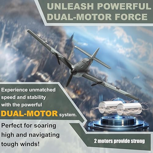 Miniatura 5 de Avión RC, 3 canales BF - 109 avión de control remoto, 2.4 GHz y estabilizador giroscópico de 6 ejes, 2 baterías incluidas, ideal para adultos,