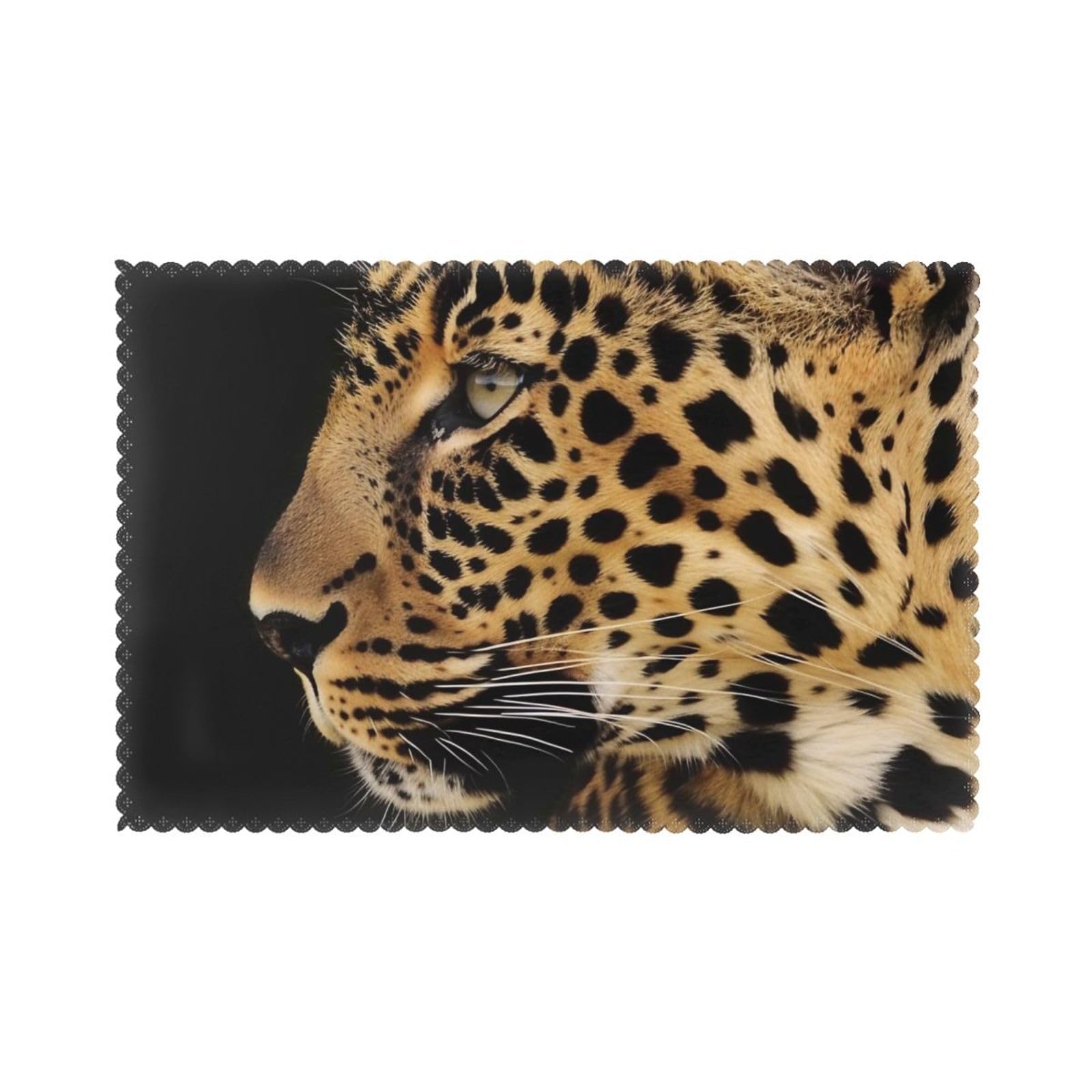 Leopard Animal Print Printed Placemat Heat Resistant Place Mats Set of 6 PCS Washable Kitchen Table Mats, 12x18 Inch