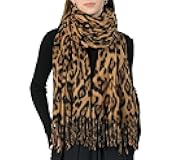Women's Leopard-Print-Winter-Scarf Soft Cashmere Feels Warm-Shawl Scarves Long Blanket Wraps