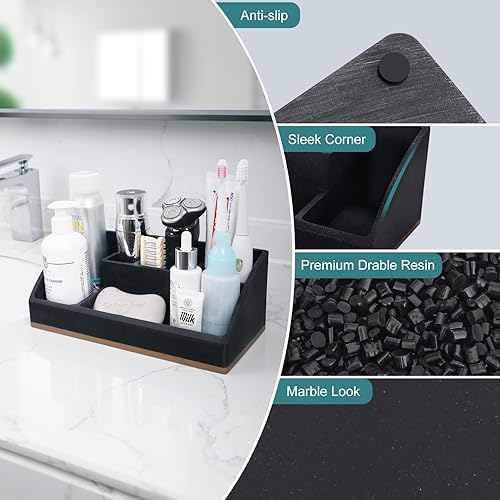 Miniatura 4 de Soporte para cepillo de dientes para baño, organizador de baño, accesorios de baño con 5 compartimentos de almacenamiento para bañotocador, bola de