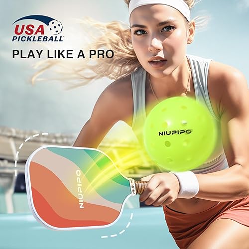 Miniatura 7 de niupipo Pickleball Paddles Set of 241, USAPA Approved Graphite Carbon Fiber Pickleball Rackets, Polypropylene Honeycomb Core, Cushion 4.72In Grip,