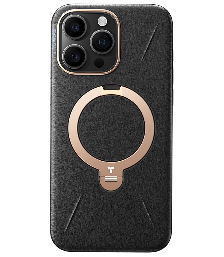 TORRAS iPhone 15 pro ケース スタンド付き 黒 iPhone 15 Pro|ゼンマイ式スタンドケース|Magsafe対応|スタンド