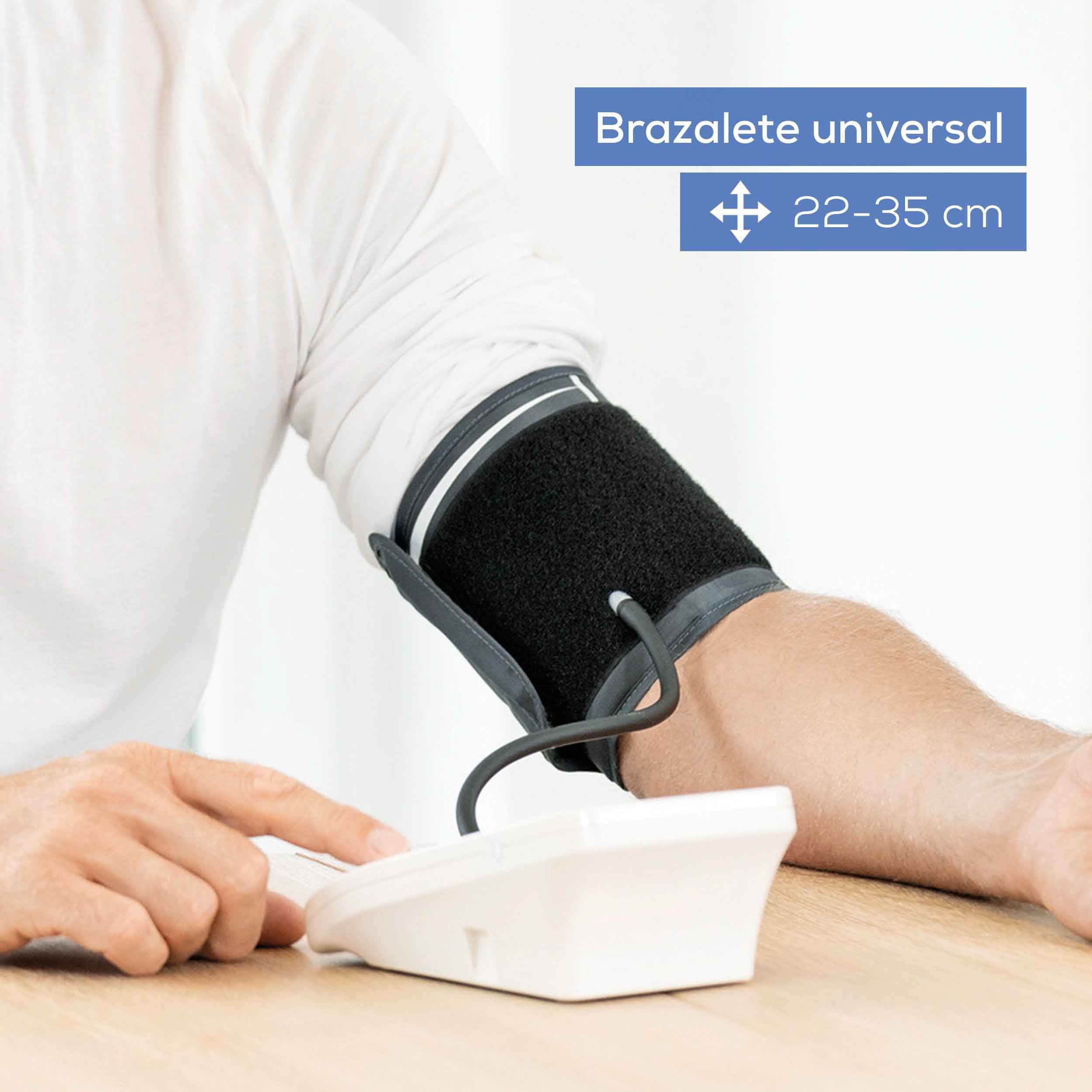 Beurer BM 26 Tensiómetro de brazo con manguito para circunferencias de brazo de 22-35 cm, indicador de riesgo, detección de arritmias, mensaje en caso de errores de aplicación